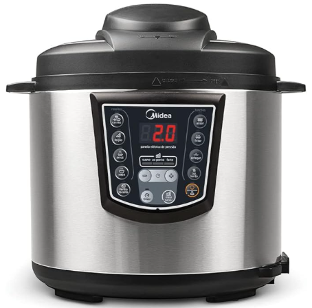 Panela de Pressão Elétrica 6L Digital, Inox/Preto, 110v, Midea
